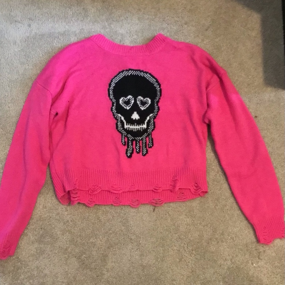 Pink Sweater with Skull Design